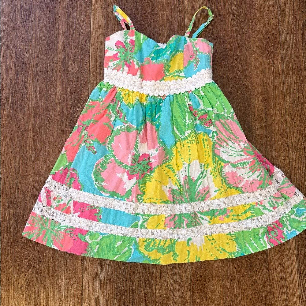 Lilly Pulitzer Pink and Green Floral Kids Dress